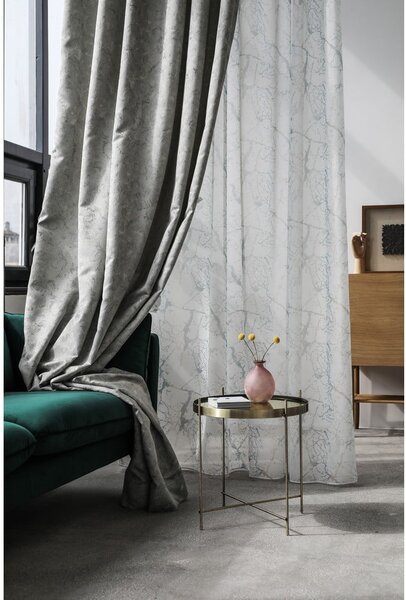 Kremno bela/turkizna prosojna zavesa 140x260 cm Mizar – Mendola Fabrics