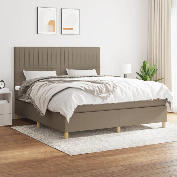 VidaXL Box spring postelja z vzmetnico taupe 180x200 cm blago