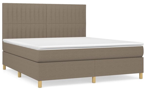 VidaXL Box spring postelja z vzmetnico taupe 180x200 cm blago