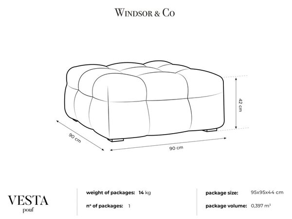 Rumen žameten puf Windsor & Co Sofas Vesta