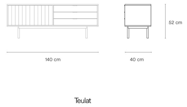 Črna TV omarica v hrastovem dekorju 140x52 cm Sierra – Teulat