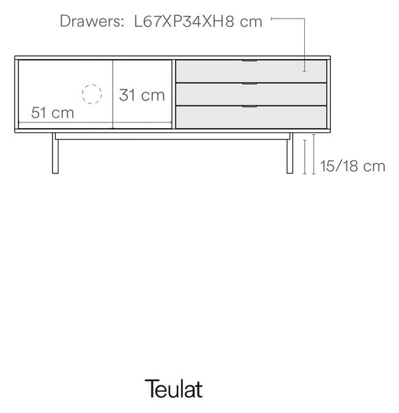 Črna TV omarica v hrastovem dekorju 140x52 cm Sierra – Teulat