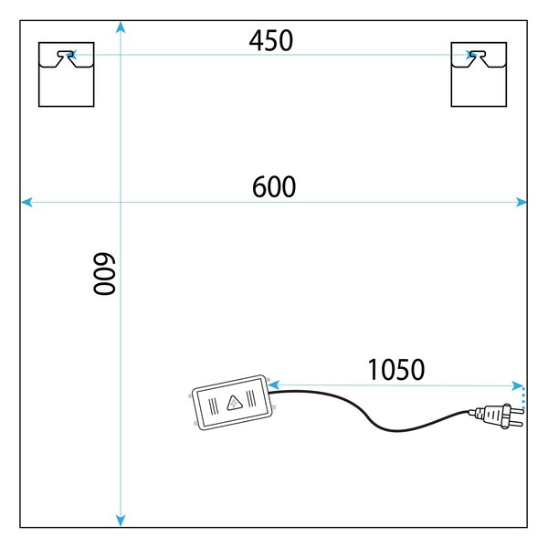 Stensko ogledalo LED 60x60 YH-BL-12