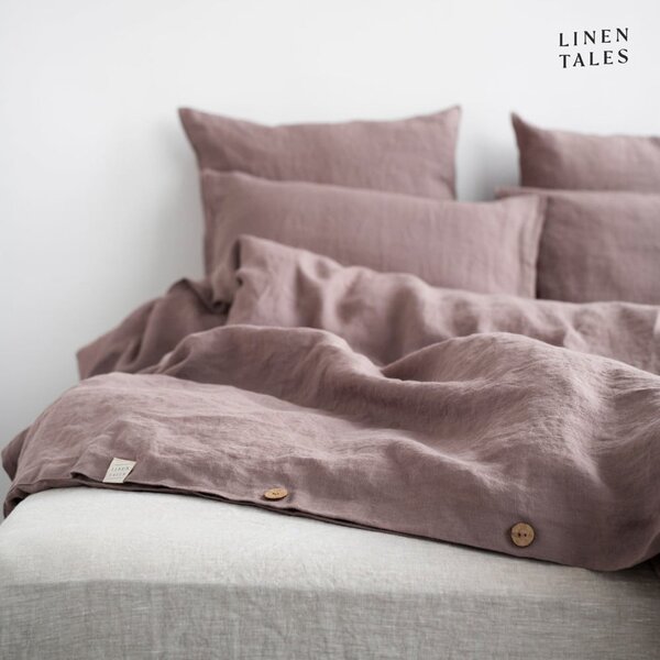 Rožnata podaljšana lanena posteljnina za zakonsko posteljo 200x220 cm – Linen Tales