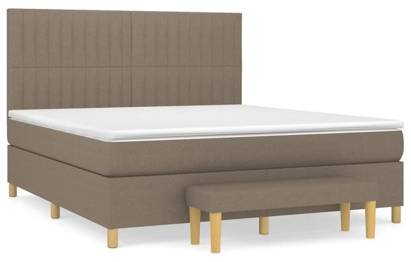 VidaXL Box spring postelja z vzmetnico taupe 180x200 cm blago