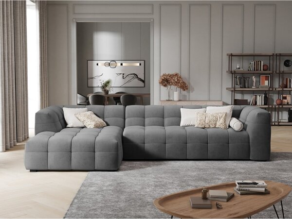 Siva žametna kotna sedežna garnitura Windsor & Co Sofas Vesta, levi kot