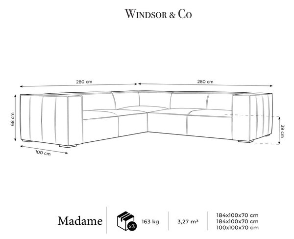 Temno rjava usnjena kotna zofa (obojestranska) Madame - Windsor & Co Sofas