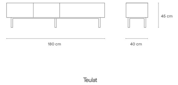 Bela TV omarica v hrastovem dekorju 180x45 cm Arista – Teulat