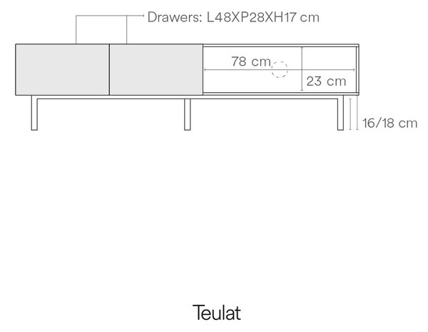 Bela TV omarica v hrastovem dekorju 180x45 cm Arista – Teulat