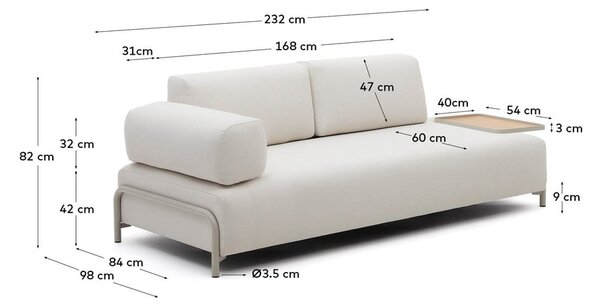 Bež sedežna garnitura 232 cm Compo – Kave Home