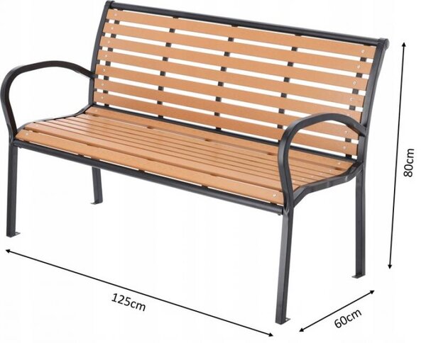Sodobna vrtna klop v rjavi barvi 125 x 60 x 80 cm