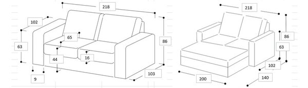 Bež raztegljiva sedežna garnitura 218 cm Resmo - Scandic