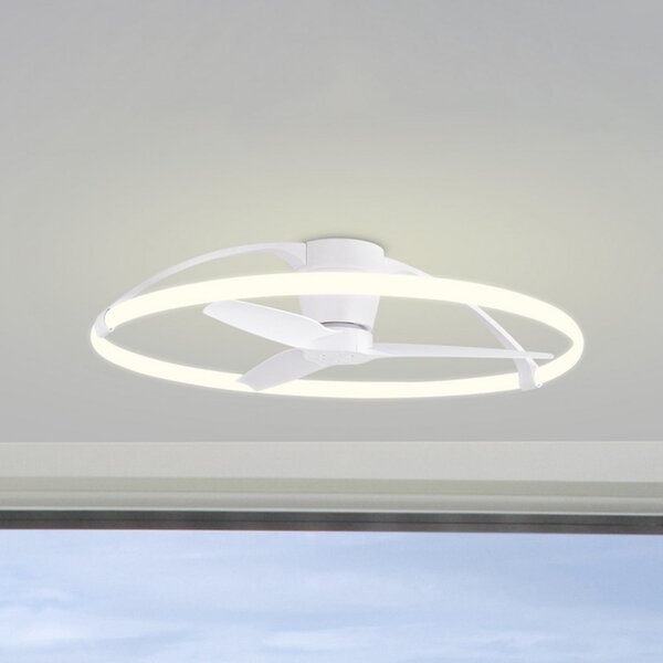 Mantra Iluminación Pametni LED stropni ventilator Nepal, bel, DC, tiho delovanje, zatemnjen, Bela, Dnevna soba / jedilnica, Kovina, Sodobni