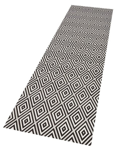 Črno-bela zunanja preproga NORTHRUGS Karo, 80 x 200 cm