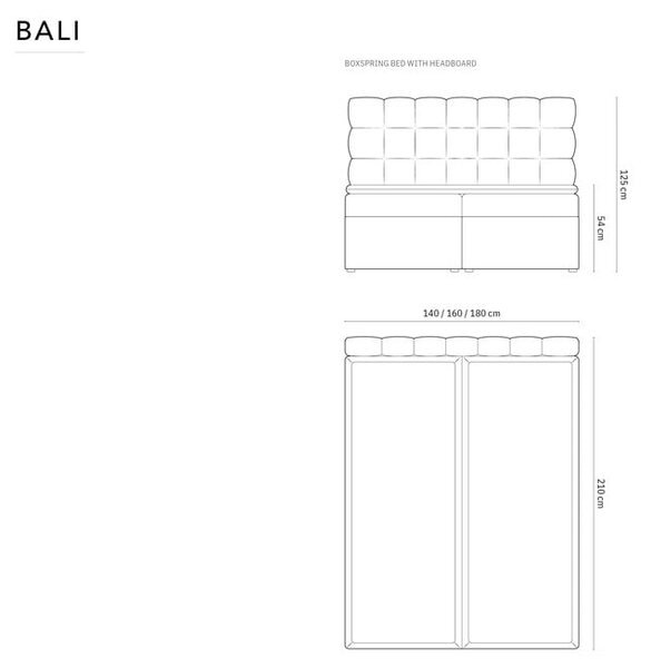 Svetlo siva boxspring postelja s prostorom za shranjevanje 160x200 cm Bali – Cosmopolitan Design