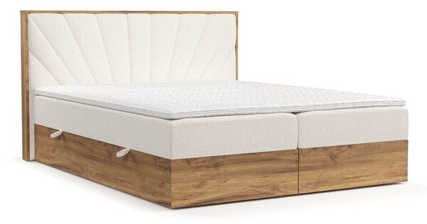 Boxspring postelja s prostorom za shranjevanje v kremno beli in naravni barvi 140x200 cm Asahi – Maison de Rêve