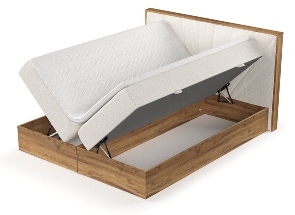 Boxspring postelja s prostorom za shranjevanje v kremno beli in naravni barvi 140x200 cm Asahi – Maison de Rêve