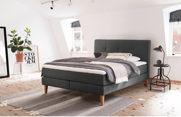 Antracitno siva boxspring postelja 180x200 cm Stockholm – Meise Möbel