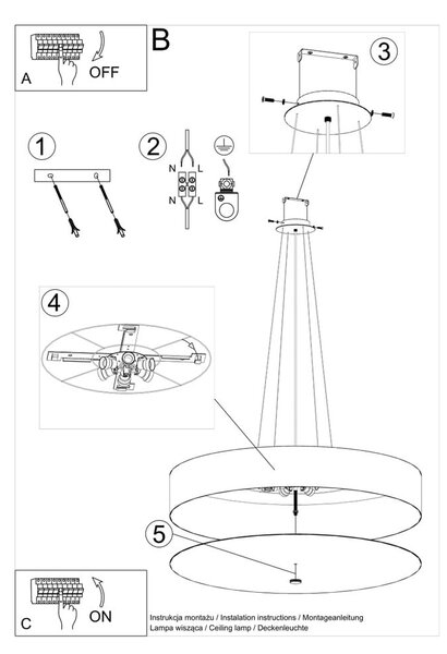 Bela viseča svetilka s tekstilnim senčnikom ø 90 cm Herra – Nice Lamps