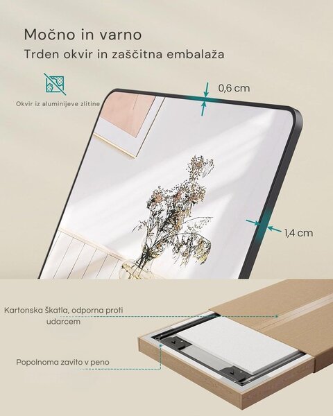 Pravokotno ogledalo FERRA, 120x40cm, črna SongmicsHome