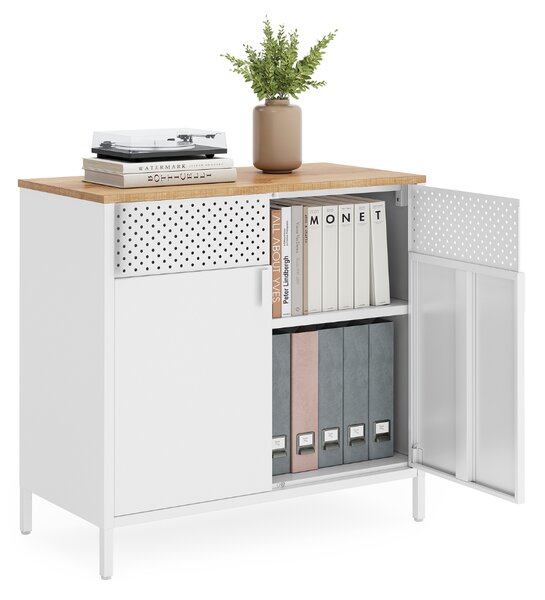 Kovinska omarica za shranjevanje BRIX, 76x80x40cm, rjava/bela SongmicsHome