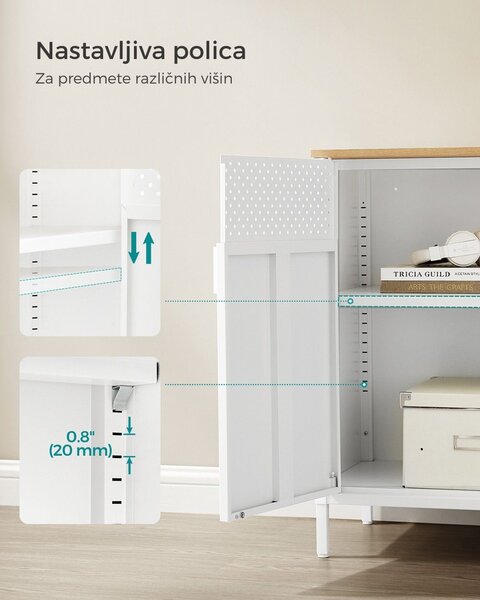 Kovinska omarica za shranjevanje BRIX, 76x80x40cm, rjava/bela SongmicsHome