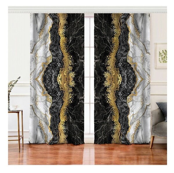 Črne/zlate zavese v kompletu 2 ks 140x260 cm – Mila Home