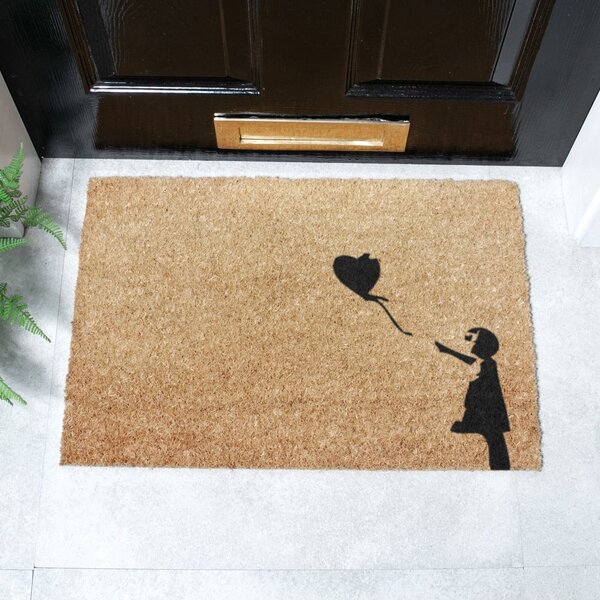 Predpražnik iz kokosovih vlaken 40x60 cm Girl With a Ballon – Artsy Doormats