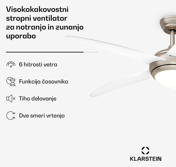 Klarstein Stropni ventilator Bolero z lučjo | 132 cm | 35 W | Tih delovanje | Les