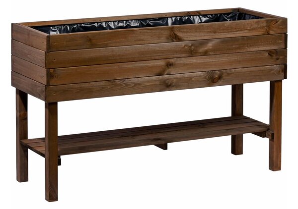 ATMOWOOD Lesena lesena cvetlična greda s polico 117 x 40 x 70 cm