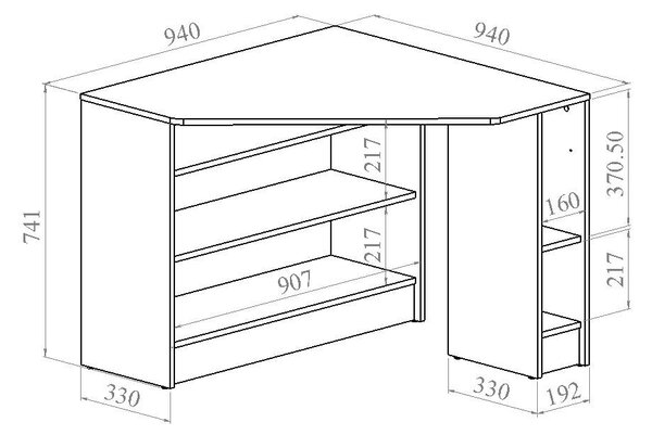 Pisalna miza z mizno ploščo v hrastovem dekorju 94x94 cm Plan – TemaHome