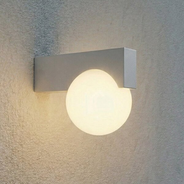 Lucande LED-stenna svetilka za zunanjo uporabo Vijon, svetlo siva, CCT, IP44, Siva, Aluminij, Sodobni