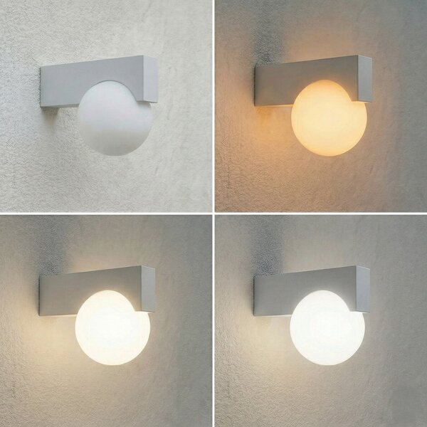 Lucande LED-stenna svetilka za zunanjo uporabo Vijon, svetlo siva, CCT, IP44, Siva, Aluminij, Sodobni