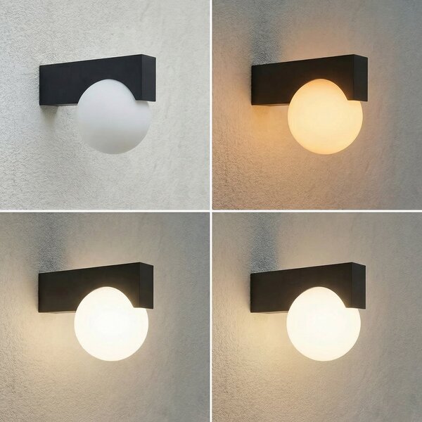 Lucande LED-stenna svetilka za zunanjo uporabo Vijon, črna, CCT, IP44, Črna, Aluminij, Sodobni