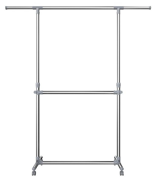 Stojalo za oblačila dvonivojsko JASON, 93x49x113–198cm, srebrn SongmicsHome