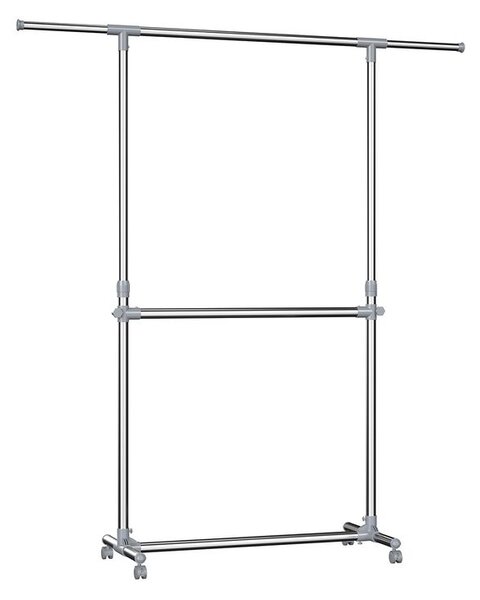 Stojalo za oblačila dvonivojsko JASON, 93x49x113–198cm, srebrn SongmicsHome