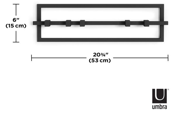 Črni kovinski stenski obešalnik Cubiko - Umbra