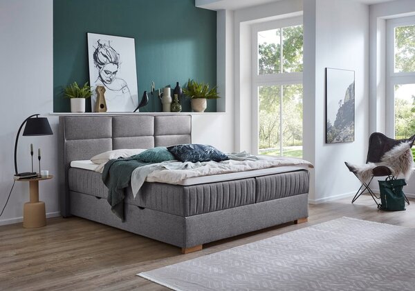 Siva boxspring postelja s prostorom za shranjevanje 160x200 cm Tambo – Meise Möbel