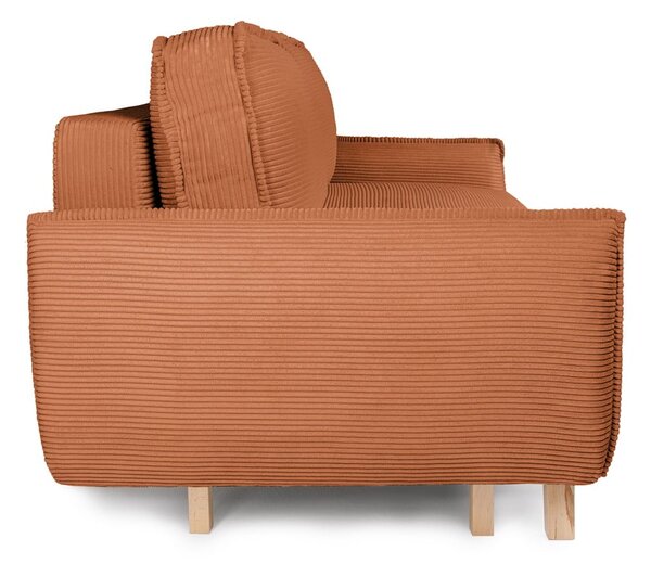 Oranžna raztegljiva sedežna garnitura iz rebrastega žameta 218 cm Tori – Bonami Selection