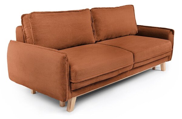 Oranžna raztegljiva sedežna garnitura iz rebrastega žameta 218 cm Tori – Bonami Selection