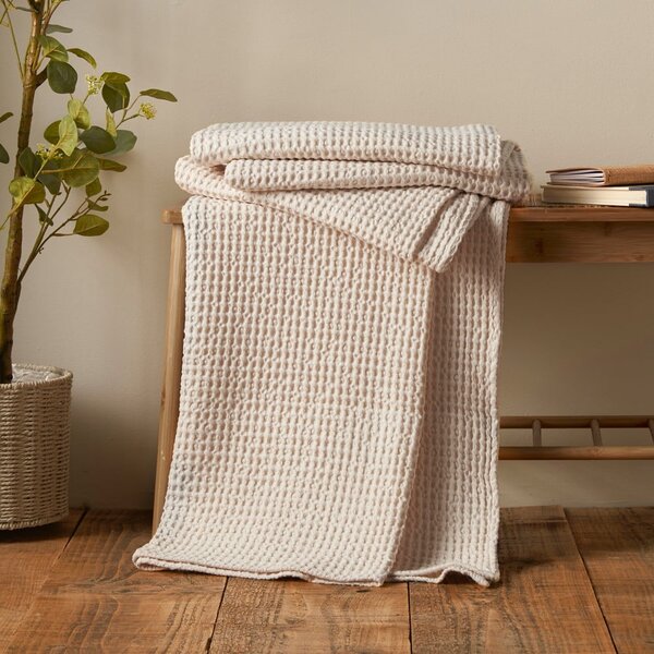 Bež bombažna odeja 150x200 cm Jaipur Chunky Waffle – Pineapple Elephant