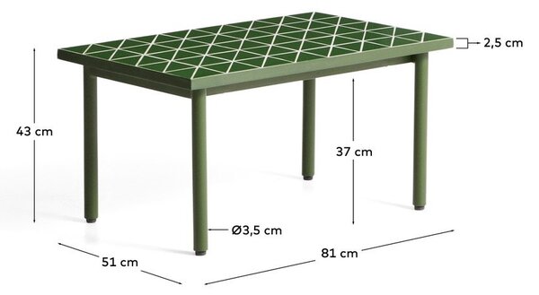 Vrtna mizica s keramično ploščo 51x81 cm Maurina – Kave Home
