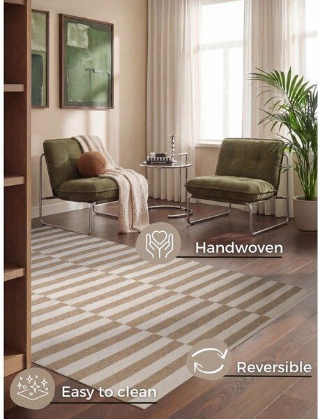 Bela/svetlo rjava obojestranska/ročno tkana volnena preproga 120x180 cm Vika – Hanse Home