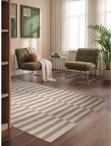 Bela/svetlo rjava obojestranska/ročno tkana volnena preproga 120x180 cm Vika – Hanse Home