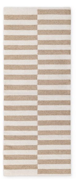 Bel/svetlo rjav obojestranski/ročno tkan volnen tekač 80x200 cm Vika – Hanse Home