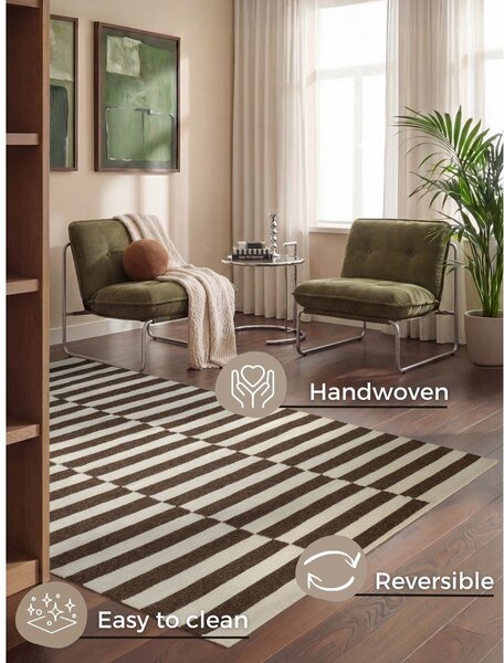 Bela/rjava obojestranska/ročno tkana volnena preproga 120x180 cm Vika – Hanse Home