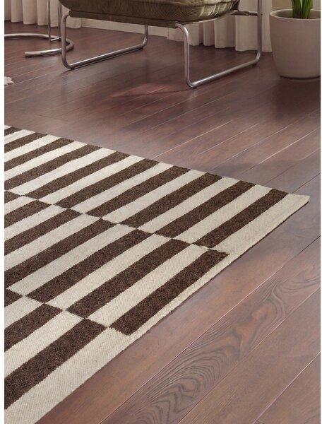 Bela/rjava obojestranska/ročno tkana volnena preproga 120x180 cm Vika – Hanse Home
