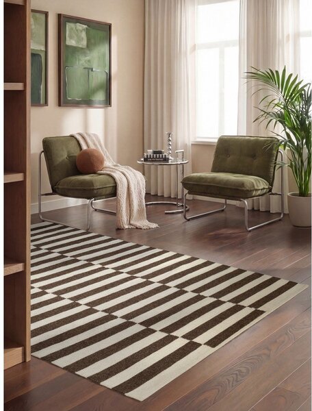 Bela/rjava obojestranska/ročno tkana volnena preproga 120x180 cm Vika – Hanse Home