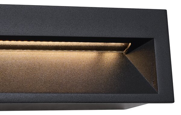 Moderna vgradna stenska svetilka črna 28cm z LED IP65 - Mert