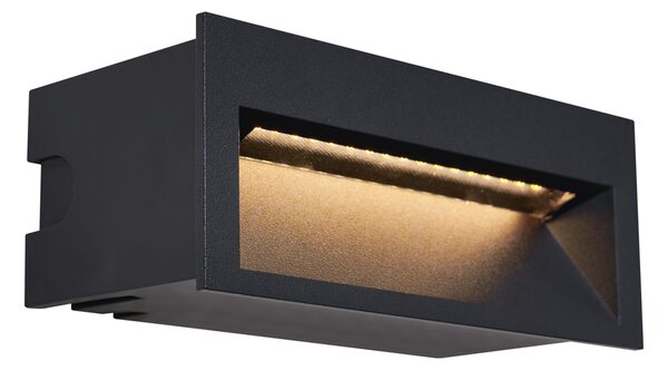 Moderna vgradna stenska svetilka črna 16cm z LED IP65 - Mert